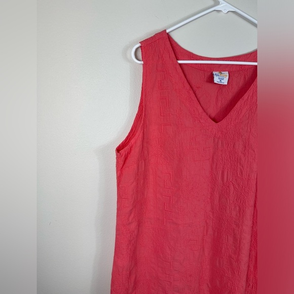 SeaBreeze of California Coral Sleeveless V-Neck Cotton Dress MADE USA Size XL - Picture 2 of 12
